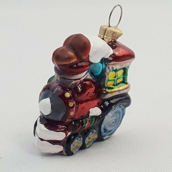 Christmas Tree Ornament Mini Train European Blown Glass Railroad Locomotive - Picture 8 of 9
